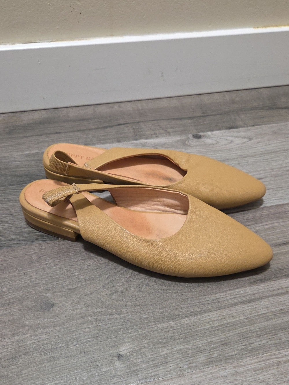 Poppy Barley Tan Pointed Slingback Mules